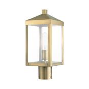Livex Lighting Nyack Single Light 15" Tall Post Light Antique Brass