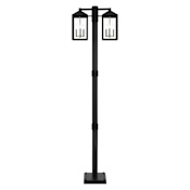 Livex Lighting Nyack 6 Light 93" Tall Post Light Black with Brushed Nickel Cluster