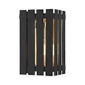 Livex Lighting Greenwich Single Light 10" Tall Outdoor Wall Sconce Black with Satin Brass Accents