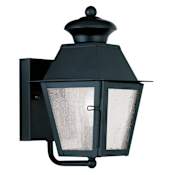 Livex Lighting Mansfield Single Light 9-1/4" Tall Outdoor Wall Sconce with Seedy Glass Shade Black
