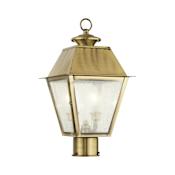 Livex Lighting Mansfield 2 Light 16-1/2" High Outdoor Post Light Antique Brass