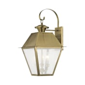 Livex Lighting Mansfield 2 Light 22" High Outdoor Wall Sconce Antique Brass