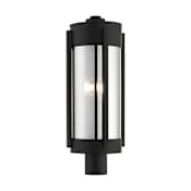 Livex Lighting Sheridan 3 Light 22" Tall Post Light Black with Brushed Nickel Candles