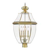 Livex Lighting Monterey 4 Light 29" Tall Post Light Antique Brass