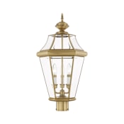 Livex Lighting Georgetown 3 Light 23-1/4" High Outdoor Single Head Post Light with Clear Glass Shade Antique Brass