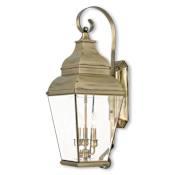 Livex Lighting Exeter 3 Light 28" Tall Outdoor Wall Sconce with Clear Glass Shade Antique Brass