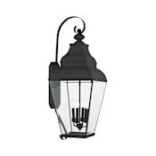 Livex Lighting Exeter 4 Light 36" Tall Outdoor Wall Sconce with Clear Glass Shade Black
