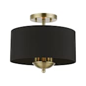 Livex Lighting Huntington 3 Light 12" Wide Semi-Flush Drum Ceiling Fixture Antique Brass