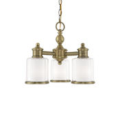 Livex Lighting Middlebush 3 Light 16" Wide Mini Chandelier / Semi-Flush Ceiling Fixture Antique Brass