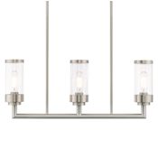 Livex Lighting Hillcrest 3 Light 28" Wide Linear Chandelier Brushed Nickel
