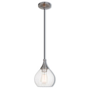 Livex Lighting Art Glass 1 Light Mini Pendant with Clear Glass Shade Brushed Nickel