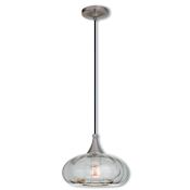 Livex Lighting Art Glass 1 Light Mini Pendant with Glass Shade Brushed Nickel