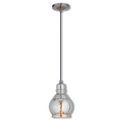 Livex Lighting Art Glass 1 Light Mini Pendant with Glass Shade Brushed Nickel
