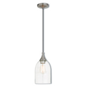 Livex Lighting Art Glass 1 Light Mini Pendant with Glass Shade Brushed Nickel