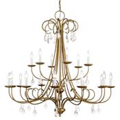 Livex Lighting Daphne 18 Light 42" Wide Crystal Candle Style Chandelier Antique Gold Leaf
