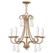 Livex Lighting Daphne 5 Light 25" Wide Crystal Candle Style Chandelier Antique Gold Leaf