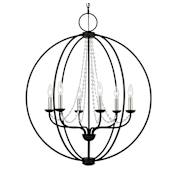Livex Lighting Arabella 6 Light 28" Wide Multi Light Pendant Black / Brushed Nickel Finish Candles