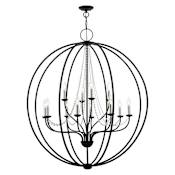 Livex Lighting Arabella 12 Light 40" Wide Commercial Beaded Globe Chandelier Black / Brushed Nickel Finish Candles