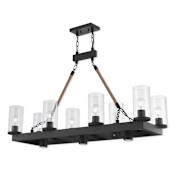 Livex Lighting Metuchen 3 Light 44" Wide Linear Chandelier with Clear Glass Shades Bronze