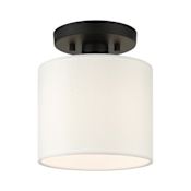 Livex Lighting Meridian 7" Wide Semi-Flush Drum Ceiling Fixture Black