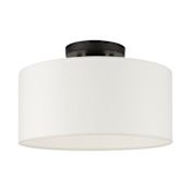 Livex Lighting Meridian 13" Wide Semi-Flush Drum Ceiling Fixture Black