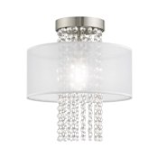 Livex Lighting Bella Vista Single Light 11" Wide Semi-Flush Drum Ceiling Fixture Brushed Nickel