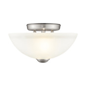 Livex Lighting 2 Light 120 Watt Semi-Flush Mount Ceiling Fixture with Satin Glass from the Somerset Collection Brushed Nickel