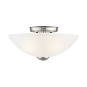 Livex Lighting 2 Light 120 Watt Semi-Flush Mount Ceiling Fixture with Satin Glass from the Somerset Collection Brushed Nickel