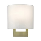 Livex Lighting Hayworth 10" Tall Wall Sconce with Off-White Shade Antique Brass