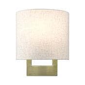 Livex Lighting Hayworth 10" Tall Wall Sconce with Oatmeal Shade Antique Brass