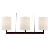 Livex Lighting Hayworth 3 Light 36" Wide Linear Chandelier with Fabric Shades Bronze