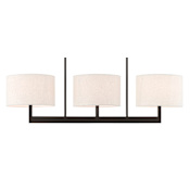 Livex Lighting Hayworth 3 Light 42" Wide Linear Chandelier with Fabric Shades Bronze