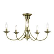 Livex Lighting Estate 5 Light 24" Wide Semi-Flush Ceiling Fixture Antique Brass