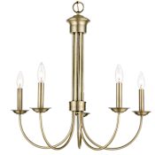 Livex Lighting Estate 5 Light 25" Wide Taper Candle Style Chandelier Antique Brass