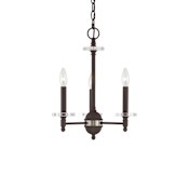 Livex Lighting Bennington 3 Light 14" Wide Crystal Chandelier Bronze