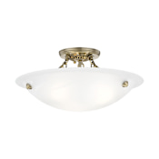 Livex Lighting Oasis 3 Light Semi-Flush Ceiling Fixture Antique Brass