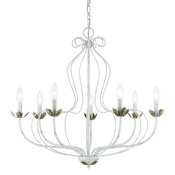 Livex Lighting Katarina 7 Light 28" Wide Taper Candle Style Chandelier Antique White / Antique Brass