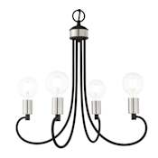 Livex Lighting Bari 4 Light 20" Wide Abstract Chandelier Black with Brushed Nickel Accents