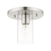Livex Lighting Zurich Single Light 9" Wide Flush Mount Ceiling Fixture Brushed Nickel