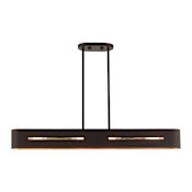 Livex Lighting Ravena 4 Light 36" Wide Linear Chandelier Bronze with Antique Brass Accents