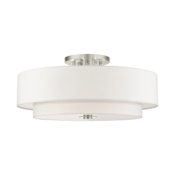 Livex Lighting Meridian 6 Light 30" Wide Semi-Flush Drum Ceiling Fixture Brushed Nickel
