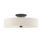 Livex Lighting Meridian 6 Light 30" Wide Semi-Flush Drum Ceiling Fixture English Bronze