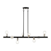 Livex Lighting Bannister 8 Light 42" Wide Linear Chandelier Black / Brushed Nickel