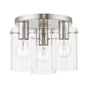 Livex Lighting Munich 3 Light 11" Wide Flush Mount Ceiling Fixture Brushed Nickel