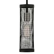 Livex Lighting Industro Single Light 5" Wide Cage Mini Pendant Black with Brushed Nickel Accents
