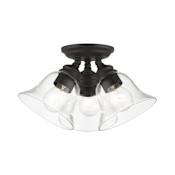 Livex Lighting Moreland 3 Light 15" Wide Flush Mount Urn Ceiling Fixture Black