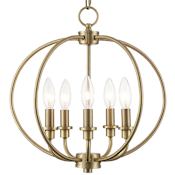Livex Lighting Seville Convertible 2 Light Pendant / Semi-Flush Ceiling Fixture Antique Brass
