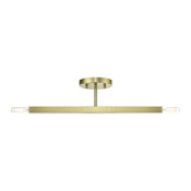 Livex Lighting Monaco 2 Light 20" Wide Semi-Flush Linear Ceiling Fixture Antique Brass