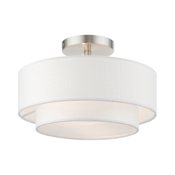 Livex Lighting Meridian 2 Light 12" Wide Flush Mount Drum Ceiling Fixture Brushed Nickel