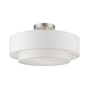 Livex Lighting Meridian 2 Light 15" Wide Flush Mount Drum Ceiling Fixture Brushed Nickel